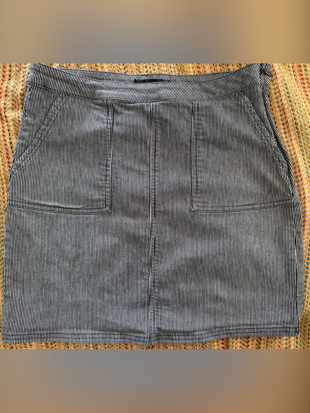 Prana Pinstripe Light Denim Cotton Skirt